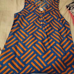 Womens Mudpie Blue and Orange Geometric Print Sleeveless Blouse Size S (4-6)